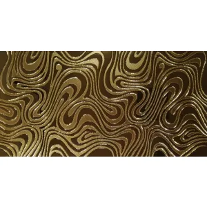 PLACA DECOR FAIANTA FC-36JMHG1943 - 30X60 cm, portelanata, glazurata, rectificata, lucioasă tip oglindă, cu model ondulat auriu în relief, elegantă și sofisticată, ideală pentru interioare luxoase.