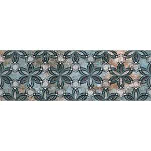 FAIANTA HYDRA LIFE AC-13234 HL1 - 25X75 cm, ceramica glazurată, rectificata, suprafata mată, finisaj în relief, cu model geometric floral și culori rustice în tonuri de albastru oxidat, cupru și negru.
