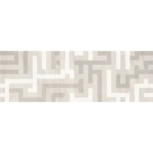 FAIANTA LABIRYINTH STONE 36083-DECOR 30X90 cm, ceramica glazurată, rectificata, mată, în nuanțe bej-gri deschis, cu model geometric și efecte lucioase în relief.