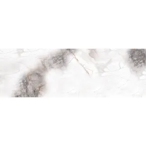 FAIANTA MARBLE SEA-STAR AC-12249 L - 25X75 cm, ceramica glazurată, suprafata lucioasă, cu aspect marmorat elegant în nuanțe de alb, gri și accente maronii, ideală pentru interioare sofisticate.
