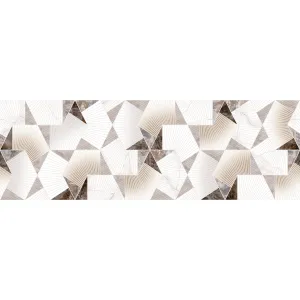 FAIANTA MARBLE SEA-STAR AC-12249 HL1 - 25X75 cm, ceramica glazurată, suprafata lucioasă, cu relief geometric modern și nuanțe sofisticate de alb, bej și gri.