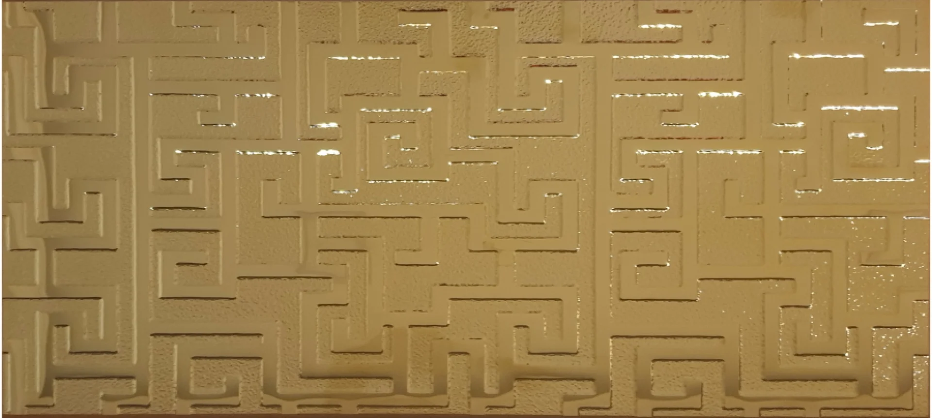 PLACA DECOR FAIANTA FC-36JMHG1772 - 30X60 cm, portelanata, glazurata, rectificata, lucioasă tip oglindă, în nuanță auriu-bej, cu model geometric embosat, ideală pentru spații moderne și elegante.