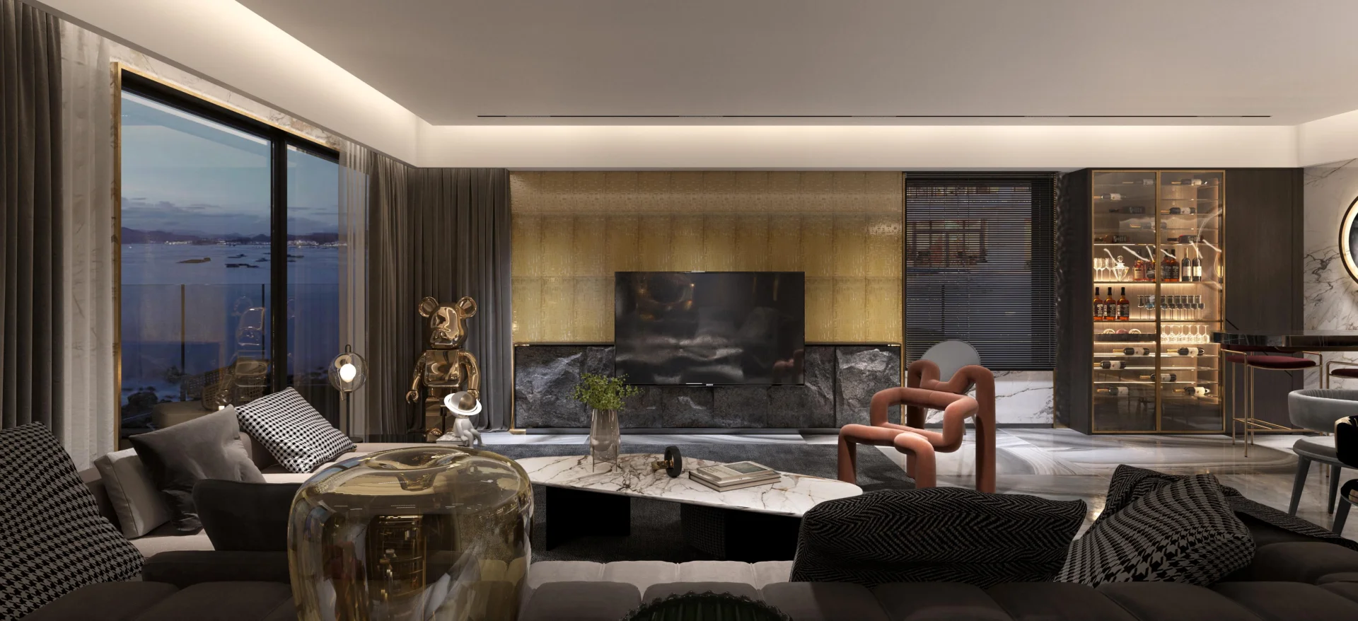 PLACA DECOR FAIANTA FC-36JMHG1772 - 30X60 cm, portelanata, glazurata, rectificata, lucioasă tip oglindă, în nuanță auriu-bej, cu model geometric embosat, ideală pentru spații moderne și elegante.