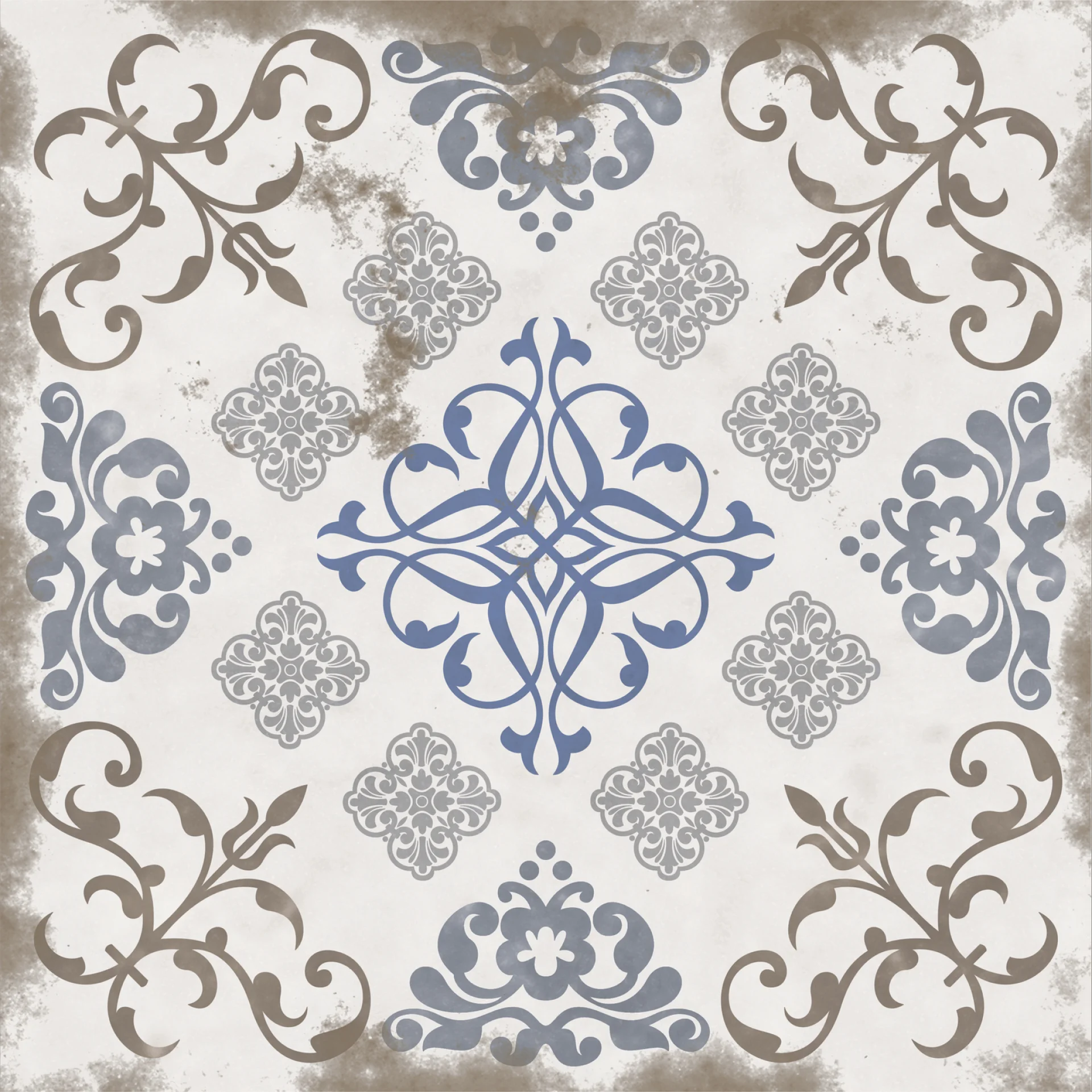 Faianta interior, 20X20 cm, VINTAGE RETRO MT , aspect cu model ,maro si albastru, mata, nerectificata