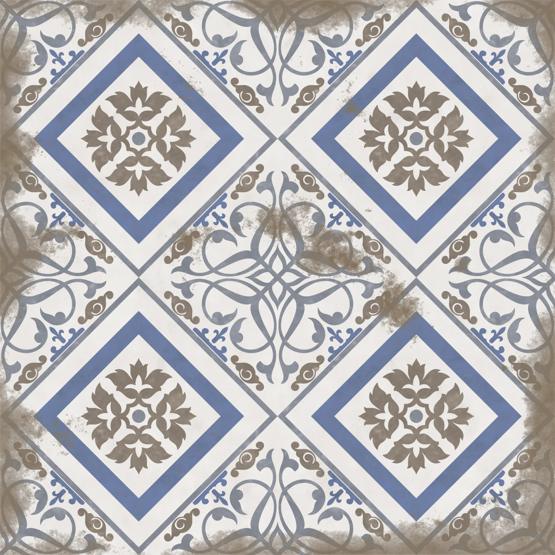 Faianta interior, 20X20 cm, VINTAGE RETRO MT , aspect cu model ,maro si albastru, mata, nerectificata