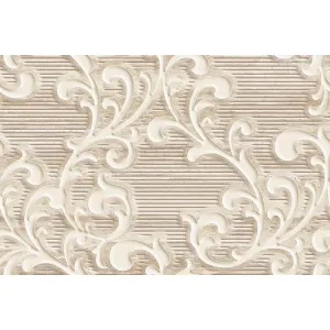 FAIANTA ROCK TRAVERTINE 509 HL 02 - 30X45 cm, ceramica glazurată, mată, cu model floral în relief, ideală pentru accente elegante pe pereți interiori.