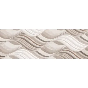 FAIANTA ROUBAIX PURL AC-12250 HL1 - 25X75 cm, ceramica glazurată, suprafata lucioasă, cu relief geometric, în nuanțe bej, crem și alb cald, ideală pentru accente elegante în băi și bucătării.