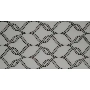 PLACA DECOR FAIANTA FC-36BG1652-M - 30X60 cm, portelanata, glazurata, rectificata, alb lucios cu decor ondulat negru, design fluid și modern pentru interioare rafinate.