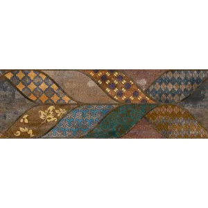 FAIANTA RUSTY GRUNGE 36006-HL3 - 30X90 cm, ceramica glazurata, rectificata, mată cu efect Luster, model geometric multicolor cu detalii florale in relief, pentru spatii interioare. 