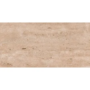 FAIANTA TRAVERTINE LILY 30186-B-TV EVIA MARO - 30X60 cm, ceramica glazurata, rectificata, mata, aspect travertin autentic maro, ideală pentru spații interioare elegante.