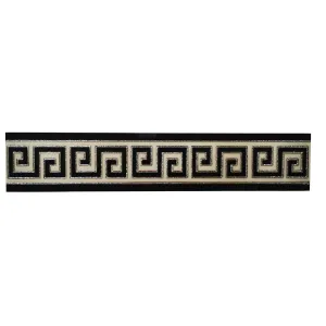 BRAU COVOR CERAMIC FC-10692-P (SILVER) - 11.5X60 cm, cu design geometric grecesc în negru și argintiu, ideal pentru finisarea elegantă a covoarelor ceramice.