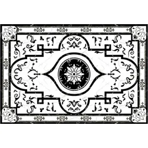 COVOR CERAMIC FC-66PBP36-2104 (6PLACI) - 120X180 cm, model monocrom cu motive clasice și contrast elegant alb-negru. Format din 6 plăci lucioase, ideal pentru spații rafinate.