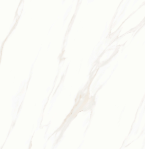 GRESIE JBN83639D - 80X80 cm, porțelanată lucioasă, în nuanțe de alb cu nervuri subtile bej-aurii, finisaj elegant și rectificat, potrivită pentru interioare luminoase și sofisticate.