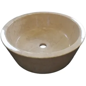 LAVOAR DIN MARMURA BEIGE LUSTRUITA - 42X15 cm, rotund, finisaj lucios, bej deschis, de pus pe blat, o alegere excelentă pentru spațiile elegante și rafinate.