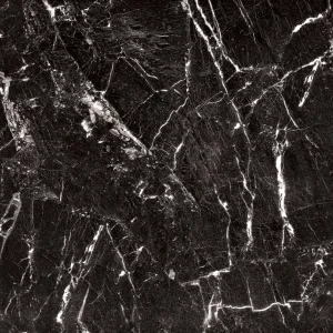GRESIE JBN6609 (MB 6081) - 60X60 cm, porțelanată, glazurată, lucioasă, rectificată, cu aspect de marmură neagră elegantă, cu insertii albe.