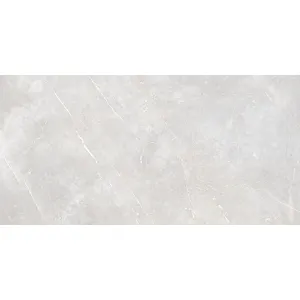 GRESIE FLURRY BIANCO GRANDE - 80X160 cm, porțelanată, rectificata, suprafata super lucioasă high glossy, nuanțe gri deschis cu nervuri discrete, aspect marmură modernă.