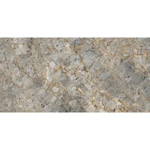 GRESIE MADERA FOREST - 80X160 cm, porțelanată, rectificata, efect marmură gri cu vene aurii spectaculoase, finisaj super lucios, ideală pentru interioare moderne și luxoase.