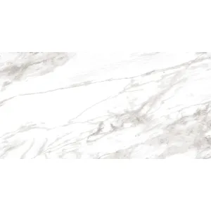 GRESIE VENEZUELA (SVPL 6048) - 60X120 cm, porțelanată, în nuanțe de alb cu vene gri fine, aspect elegant de marmură lucioasă, perfectă pentru spații interioare și exterioare moderne.