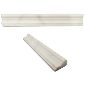 PROFIL DIN MARMURA MUGLA CROWN - 4.5X30.5 cm, element decorativ polisat, alb, ideal pentru finisaje elegante în interioare clasice sau contemporane.
