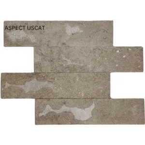 PIATRA NATURALA SINAI PEARL (LA PALET) - 7X30X1.2 cm, finisaj scapitat, nuanță caldă de bej-gri perlat, livrate la palet, ideală pentru placări interioare și exterioare.