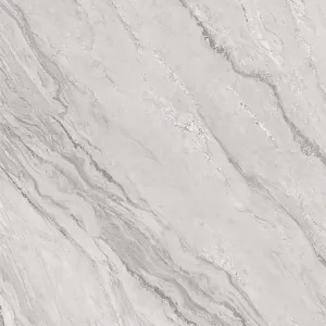 GRESIE SILVER MILANO (GS88002) - 80X80 cm, porțelanată, lucioasă, în nuanțe de gri argintiu cu efect marmorat și inserții metalice discrete, ideală pentru interioare moderne și elegante.