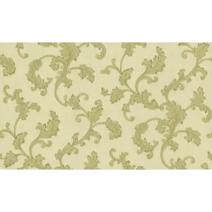 TAPET PVC CANDACE 87921 - 106X1000 cm (10.6 m²/ rolă), PVC, lavabil, model clasic vegetal elegant în nuanțe de bej. 