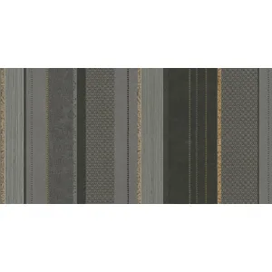 TAPET PVC ROYAL 93069 - 106X1000 cm (10.6 m²/ rola), PVC, lavabil, dungi verticale contrastante, texturate și geometrice în gri și bronz, perfect pentru decoruri moderne, industriale sau creative.