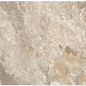 GRESIE 6110 LASER CUT - 60X60 cm, ceramică glazurata, mată, în tonuri calde de bej, gri și accente ruginii, aspect de piatră naturală. Ideală pentru interior, nerectificată, cu modele variate (random 4). Recomandată pentru montaj cu rosturi de minim 2 mm.