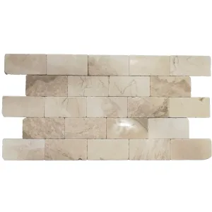 MARMURA ANATOLYA TUMBLED - 7.5X15X1 cm, finisaj antichizat, nuanțe calde de bej, crem, fildeș și accente subtile de gri, ideală pentru placări interioare și exterioare cu aspect natural și rustic-elegant.