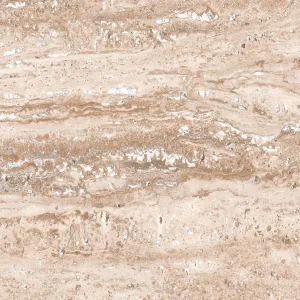 GRESIE ROYAL TRAVERTINE CREMA FLOOR - 30X30 cm, ceramică glazurată mată, finisaj natural în tonuri calde de crem-maro, pentru interior, aspect travertin, rectificată.