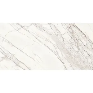GRESIE CRAFT SPIDER WHITE - 60X120 cm, porțelanată, rectificată, cu finisaj mat, satin carving și design elegant tip marmură albă cu nervuri gri, ideală pentru pardoseli și pereți, interior și exterior.