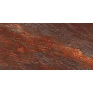 GRESIE SYDNEY SUNSET - 60X120 cm, porțelanată, rectificată, glazurată, finisaj super lucios High Glossy, nuanțe roșu-cărămiziu cu vene gri-negricioase, recomandată pentru interior.