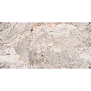 GRESIE ENDLESS GRAY OPERA - 80X160 cm, porțelanată, lucioasă, cu model endless (continuu), design sofisticat tip marmură gri-bej. Ideală pentru interioare și exterioare elegante, compatibilă cu încălzirea în pardoseală.