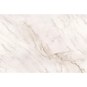 GRESIE SENSO WHITE - 120X180 cm, porțelanată, finisaj mat Baby Finish cu textură catifelată, suprafață impermeabilă, rezistență la uzură PEI IV. Ideală pentru interioare moderne, cu efect natural de marmură alba cu insertii gri-bej.
