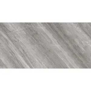 GRESIE AMERICAN MIDNIGHT - 60X120 cm, porțelanată, lucioasă, aspect de marmura naturala în nuanțe de gri închis cu vene elegante, perfectă pentru interioare moderne și rafinate.