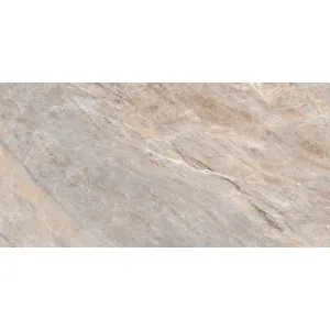 GRESIE FANTASY MARBLE - 60X120 cm, porțelanată, rectificată, glazurată, finisaj lucios glossy, tonuri crem-gri cu vene fine, pentru interior și exterior.