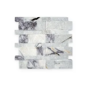 MOZAIC MINI PANEL MARMURA LILAC - 29.6X28.4 cm, grosime variabila 1.5-1.8 cm, în nuanțe alb-violet, montat pe plasă, ideal pentru placări interioare și exterioare.