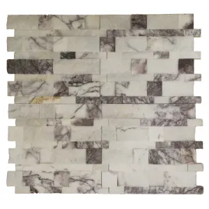 MOZAIC MINI PANEL MARMURA LILAC - 29.6X28.4 cm, grosime variabila 1.5-1.8 cm, în nuanțe alb-violet, montat pe plasă, ideal pentru placări interioare și exterioare.