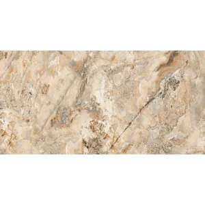 GRESIE SARREN COLLIN - 80X160 cm, porțelanată, rectificată, glazurată, finisaj super lucios High Glossy, aspect marmură bej-auriu cu vene spectaculoase, random 4, interior.