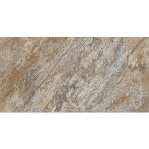 GRESIE 3617 - 30X60 cm, porțelanată mată, maro-gri cu textură în relief, rectificată, glazurată, potrivită pentru interior și exterior.