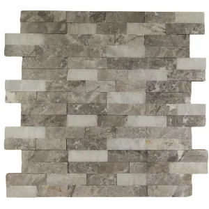 PANEL MARMURA ROYAL CS - 15.2X61 cm, grosime variabila 1.5-1.8 cm,  în nuanțe de gri și alb, finisaj split face, ideal pentru placare pereți interiori și exteriori.