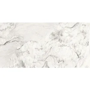 GRESIE SMALKO (SAMALKO) WHITE - 60X120 cm, porțelanată, rectificată, glazurată, finisaj lucios, aspect marmură albă cu vene fine gri, random 5, interior-exterior.