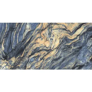 GRESIE GOLD IRIS (GS48002) - 40X80 cm, porțelanată, rectificată, lucioasă, nuanțe albastre cu inserții aurii, interior, random 4, efect crystal, silk printing.