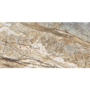 GRESIE GOLD SORIA (GS48004) - 40X80 cm, porțelanată, rectificată, lucioasă, nuanțe bej-aurii cu inserții metalice, interior, random 4, efect Crystal, Silk Printing.