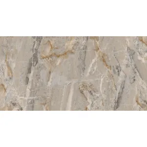 GRESIE MATRIX BROWN - 60X120 cm, porțelanată, lucioasă, rectificată, aspect de marmura naturala, în nuanțe de gri cu accente maro și bej, ideală pentru interioare elegante și spații moderne.