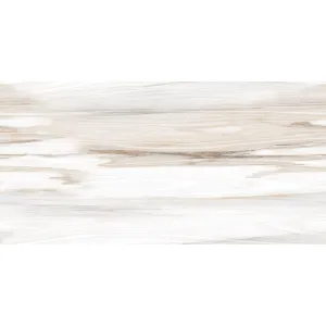 GRESIE ECLIPSE WHITE - 60X120 cm, porțelanată, rectificată, glazurată, finisaj lucios, aspect marmură albă cu nuanțe calde bej-maronii, random 4, interior-exterior.