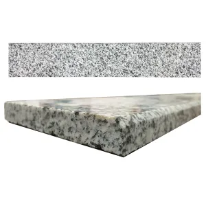 GLAF GRANIT NH GRI - 20X124X2 cm, suprafata lucioasa, in nuante de gri si negru, cu picurător și margine teșită, ideal pentru interior și exterior.