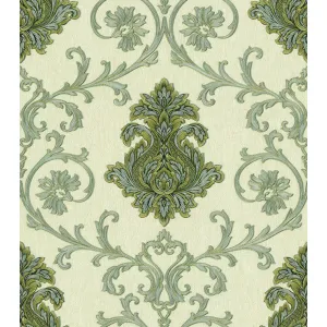 TAPET PVC FLORENCE 90146 - 70X1000 cm (7 m²/ rolă), PVC, lavabil, model baroc floral în nuanțe de bej și gri. 