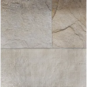 GRESIE BEIRUT LASER CUT - 60X60 cm, ceramică glazurată, mată, nerectificată, aspect piatră în tonuri bej-gri, pentru interior.