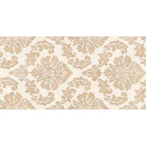 FAIANTA EX 80052 HL5 LARA - 30X60 cm, ceramica glazurata, lucioasa, rectificata, cu detalii damask in relief, model clasic ornamental în nuanțe crem și bej, pentru interioare elegante.
